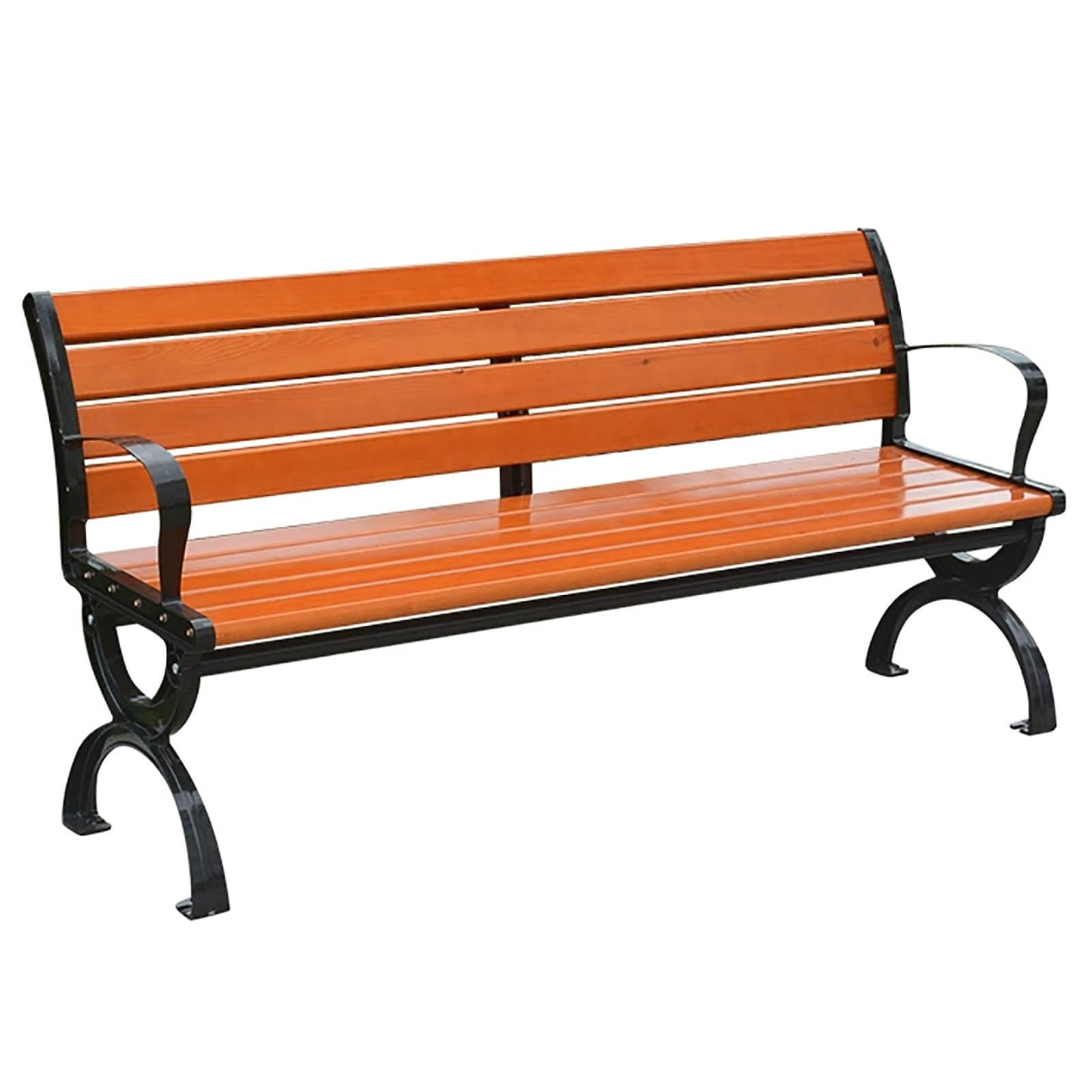 GTHTUHFD Outdoor Garden Bench, Park Bench With Backrest And Armrests, Metal And Hardwood Constructed, Outside Patio Furniture Chair, For Backyard, Deck, Lawn,150cm/59in