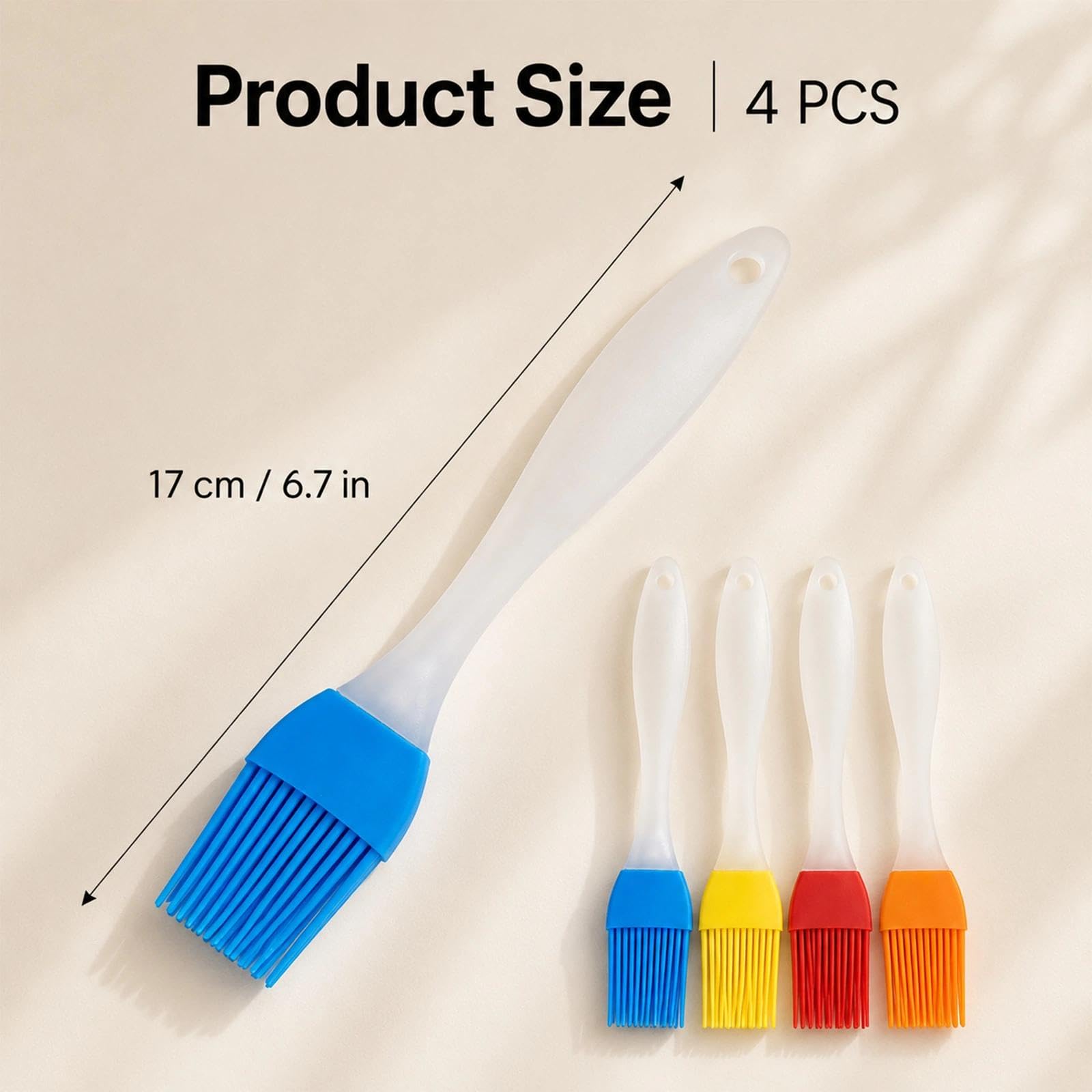 Confezione da 4 pennelli in silicone per pasticceria e barbecue, resistenti al calore, antiaderenti, lavabili in lavastoviglie, gadget da cucina per grigliare e cuocere