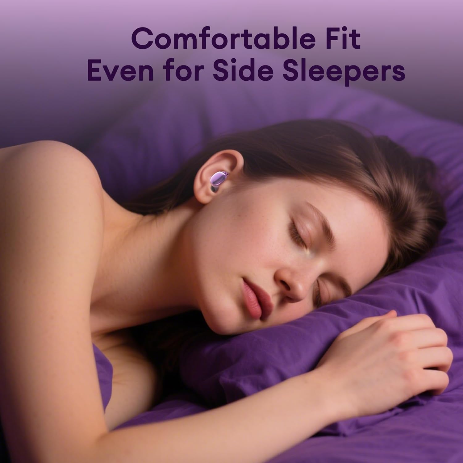 PAXA Sleep Earbuds for Side Sleepers, Sleep Headphones with Vibration Charging Case Wireless Bluetooth 6.0, Soft Silicone Invisible Earbuds for Sleeping, Snoring Noise Isolation, S13 Purple - Image 4