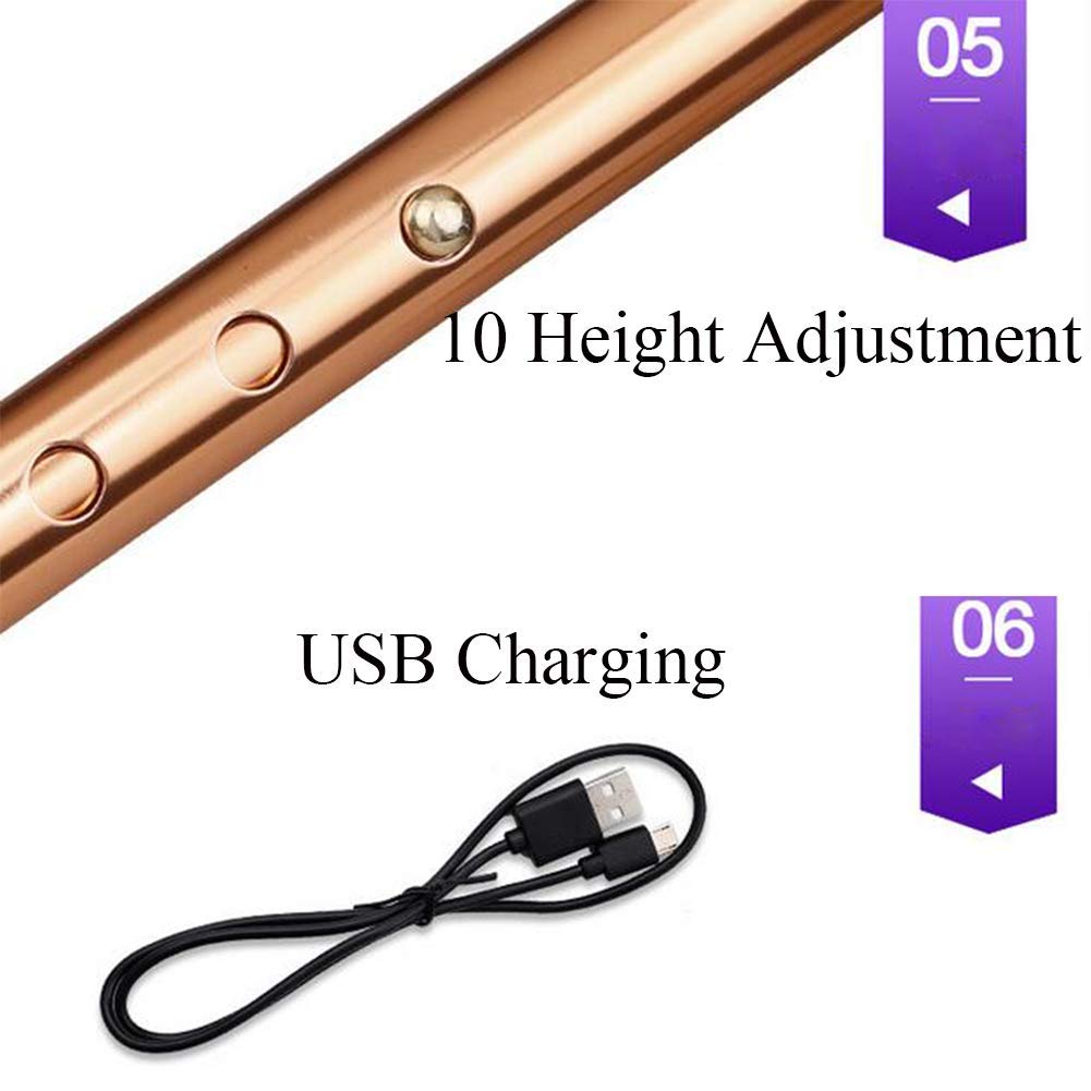 Bastón ajustable con luz LED, alarma y reproductor de MP3, bastón de mano dorado con características multifuncionales