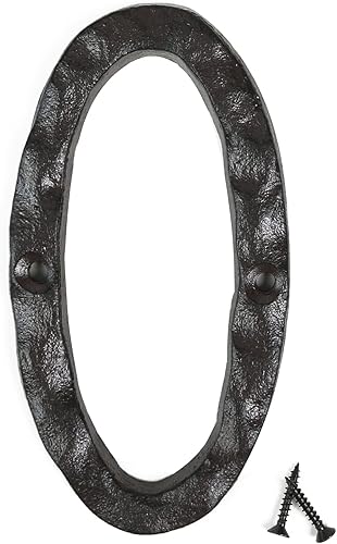 Fitous Números de casa de 5.5 pulgadas, color negro, de hierro fundido, acabado rústico original, número de dirección de la casa para exteriores,