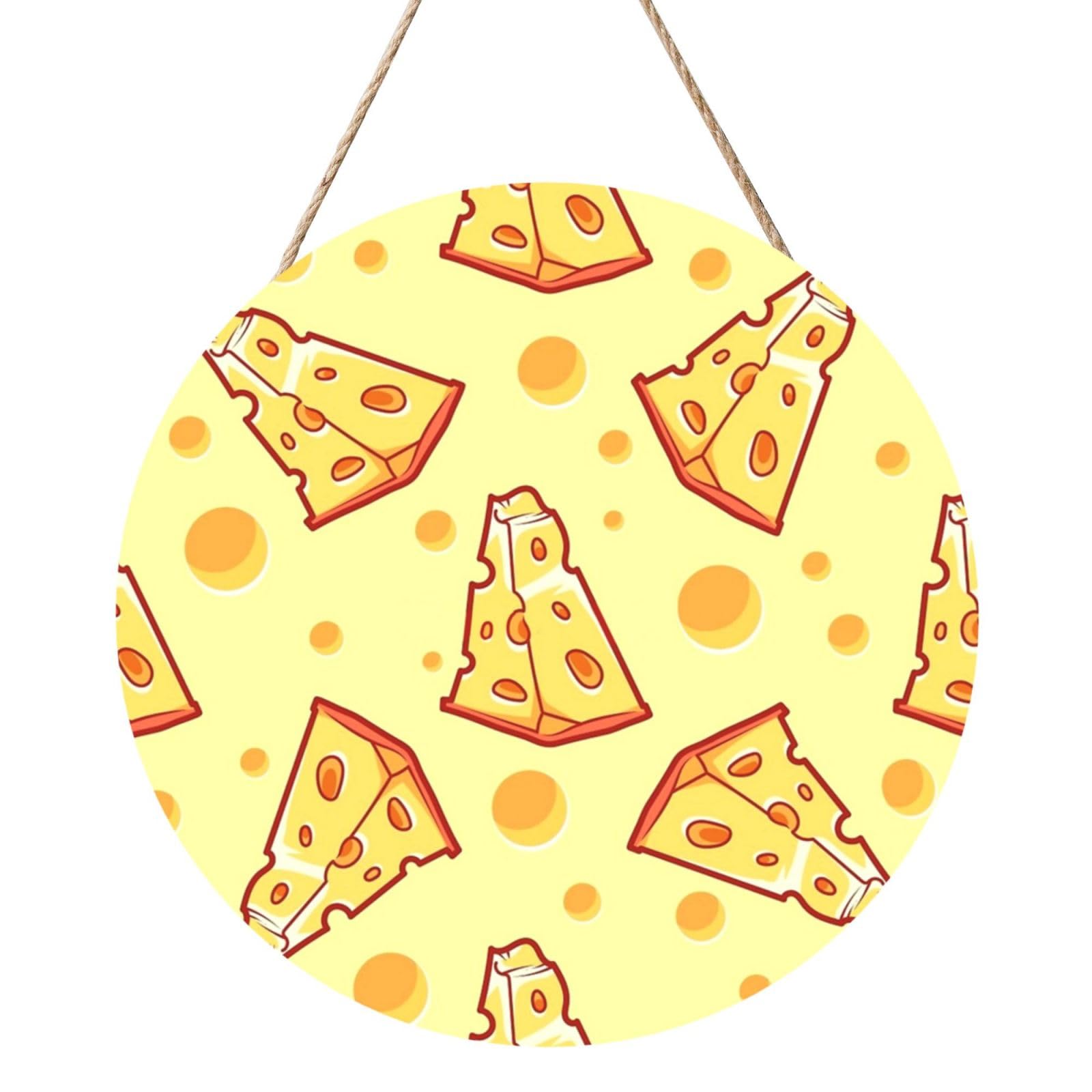 Cheese, Round Wood Panel Painting 12 in, Wall Hanging Painting For Home