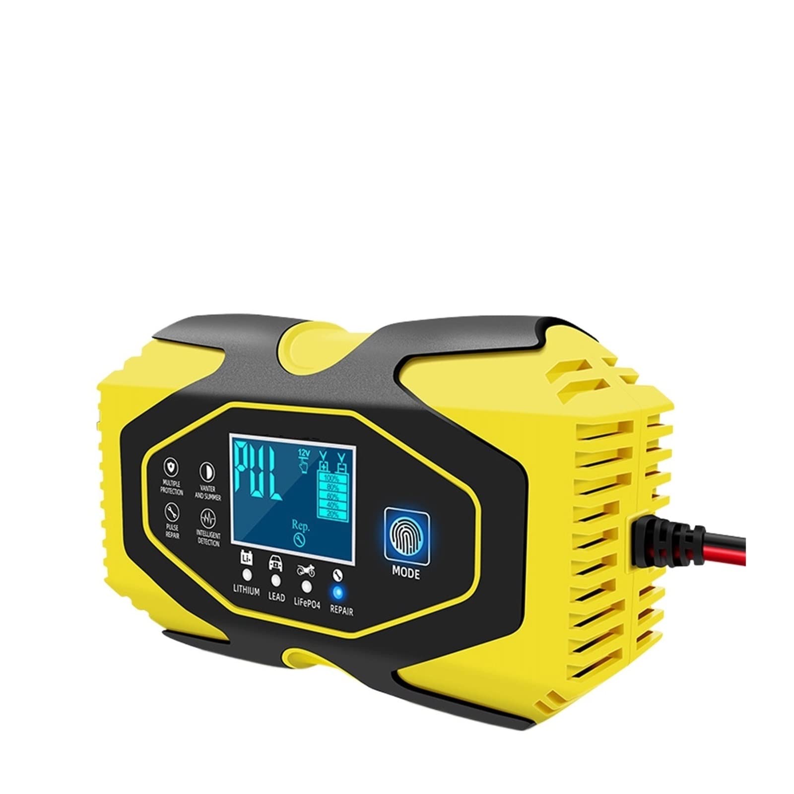 FAXIOAWA Caricabatteria per Auto, Caricabatteria per Auto Intelligente 12V 6A 24V 3A Dispositivo di Ricarica Rapida Completamente Automatico per Batteria al Litio LiFePO4 al Piombo