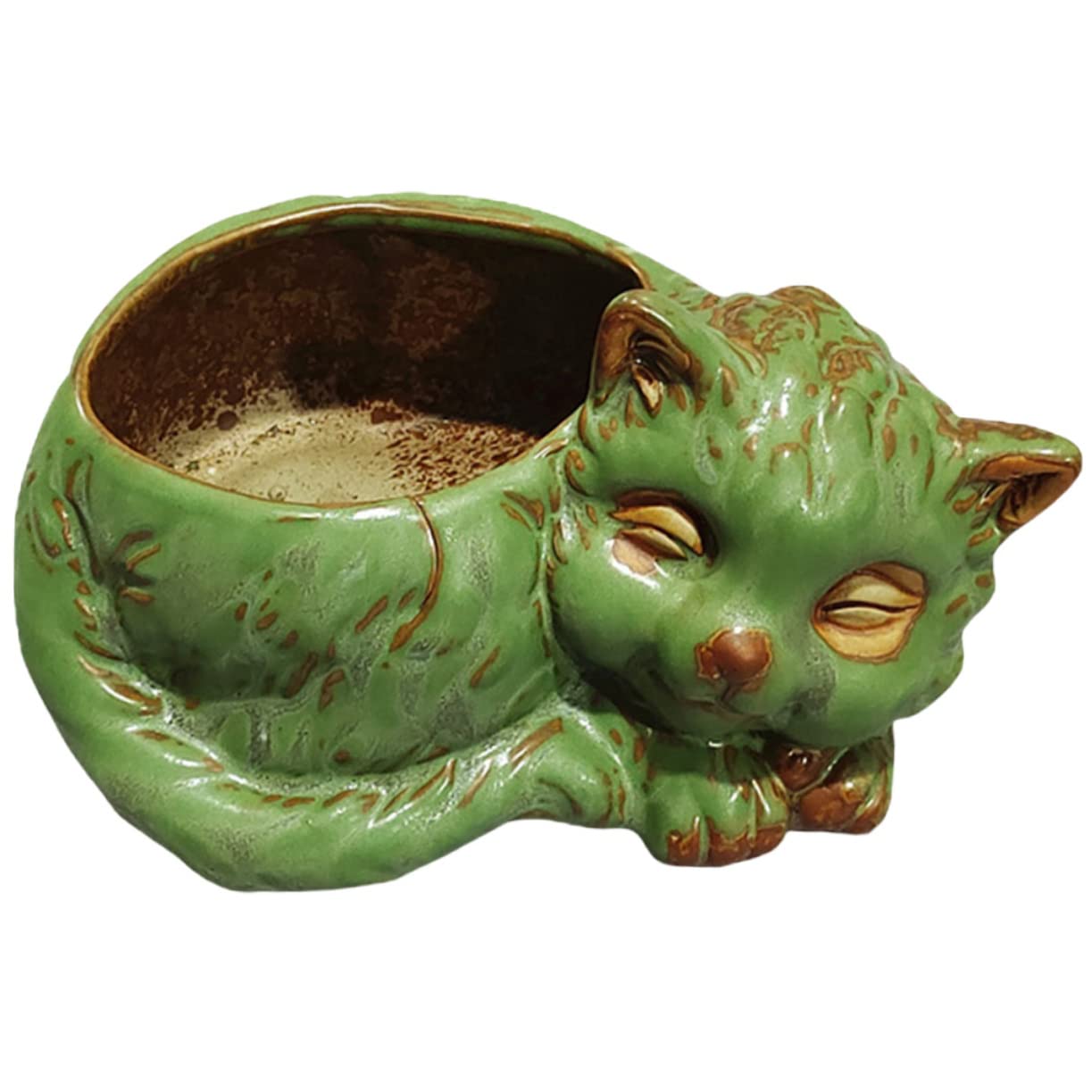 Plantes grasses pot céramique chat vert décoratif pour intérieur et extérieur