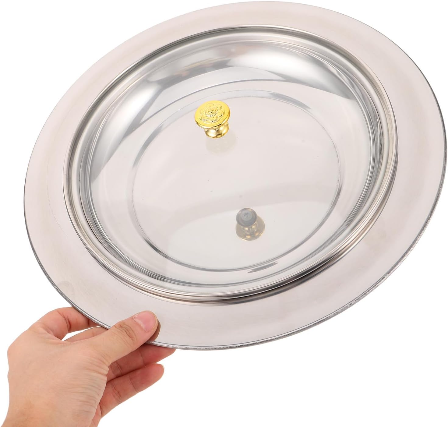 Stainless Steel Holy Communion Plate with Gold Cover for Church