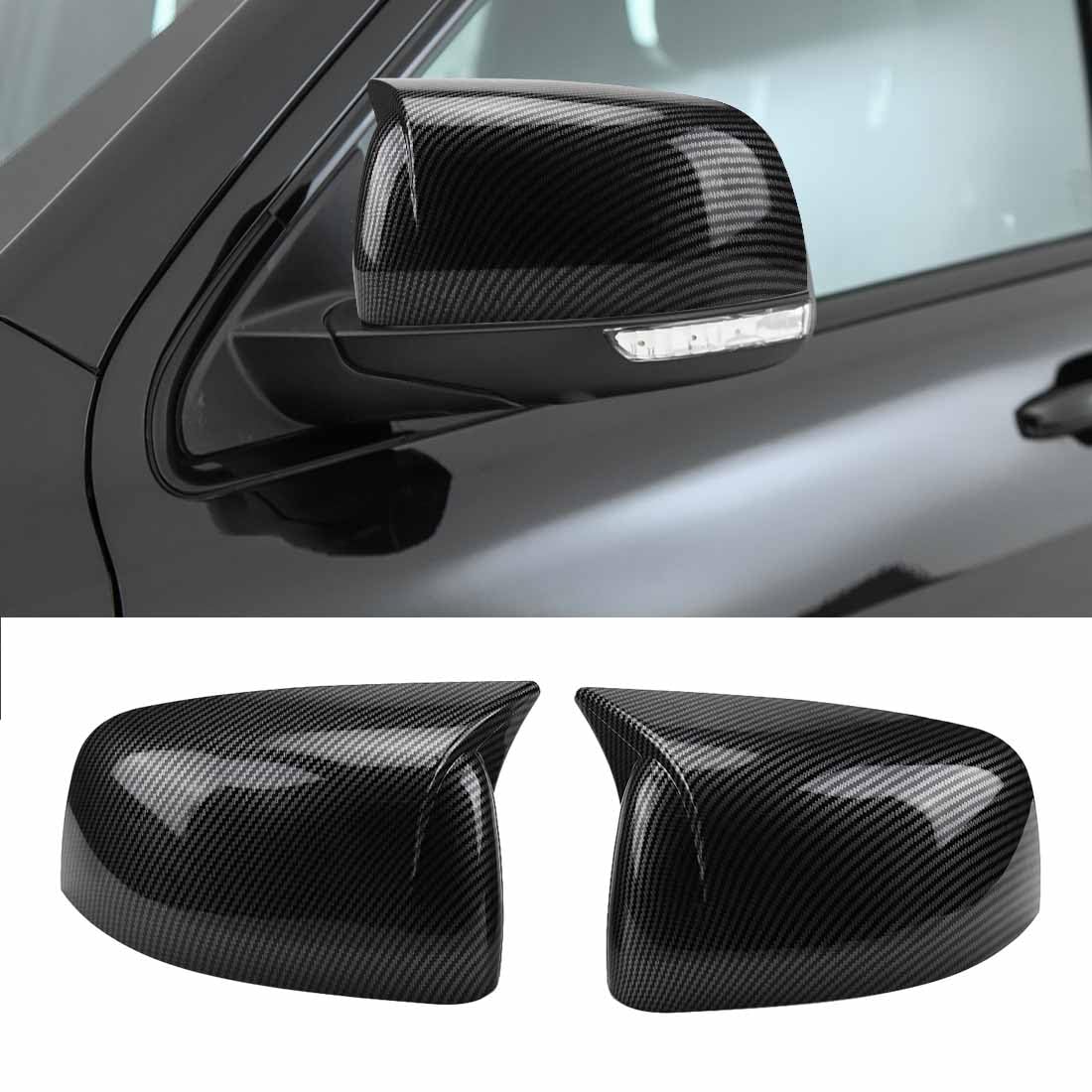 XITER Rear View Side Mirror Cover Side Mirror Cap for Durango 2011-2024/Grand cherokee 2011-2021,Carbon Fiber