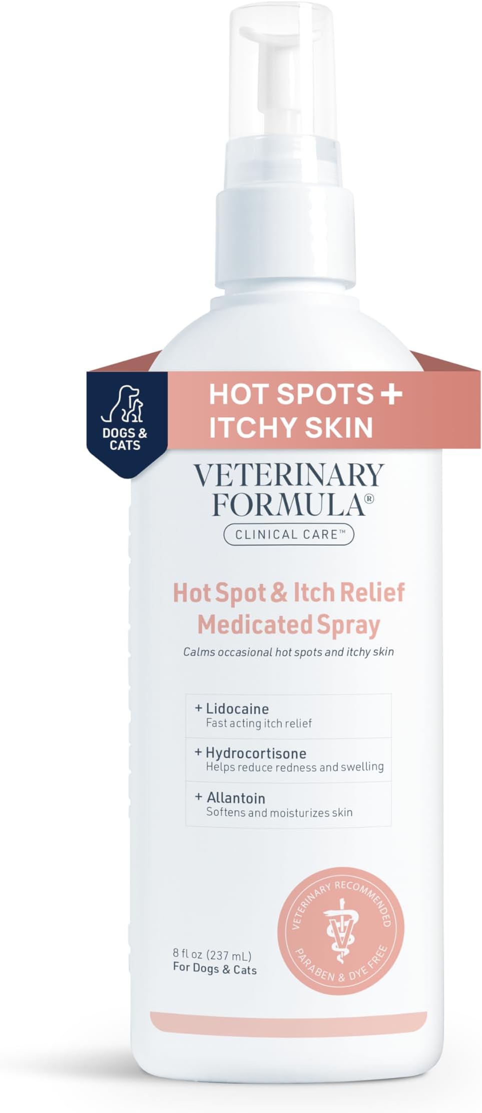 SynergyLabs Veterinary Formula Clinical Care Hot Spot & Itch Relief Medicated Spray for Dogs & Cats; 8 fl. oz.