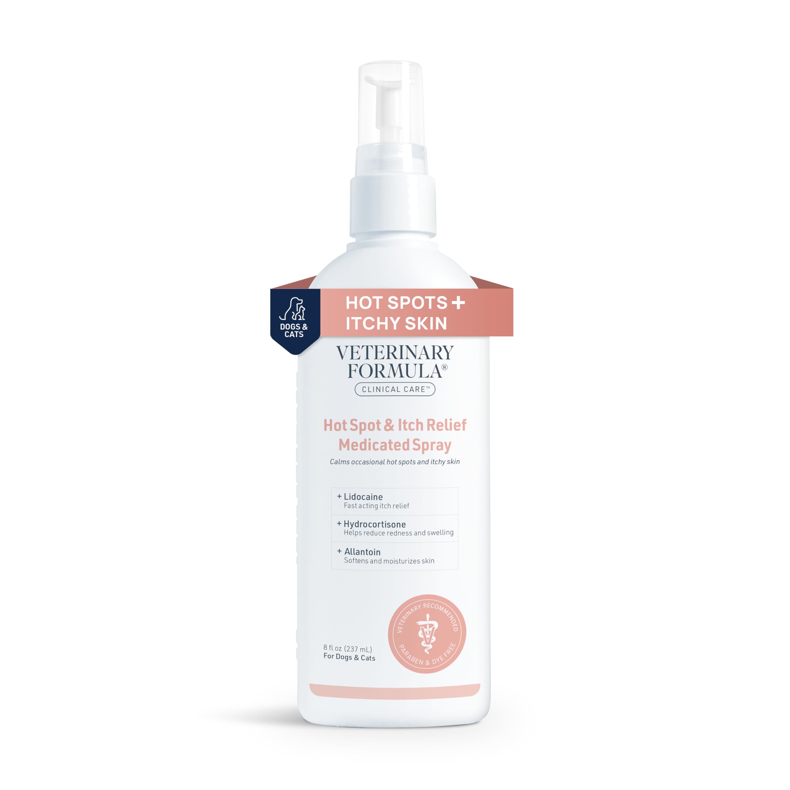 Photo 1 of Veterinary Formula Clinical Care Hot Spot & Itch Relief Medicated Spray, 8oz – Easy to Use Spray for Dogs & Cats – Helps Alleviate Sensitive Skin, Scratching, and Licking of Coat (1 Pack)