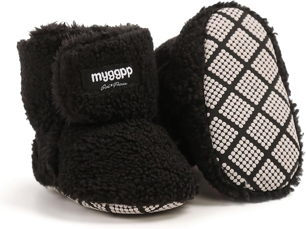 Ohwawadi Infant Baby Boots Boys Girls Cozy Fleece Slippers Snow Boots Winter Baby Girl Shoes Warm Baby Crib Footwear for Newborn Toddlers