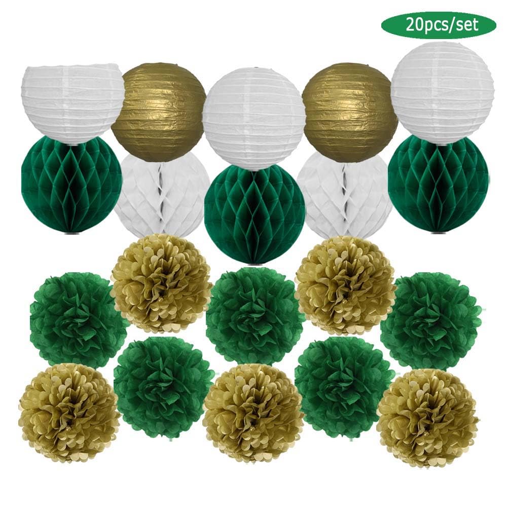 Papierlaterne, rund, für Hochzeit, Party, 15,2 cm, 30,5 cm, Gold, Schwarz, Weiß, Baby, Jungen, Mädchen, Taufdekoration, 18. 30. Geburtstag, Seidenpapier, Pompon, Silber, Rot, Set, ca. 25 cm