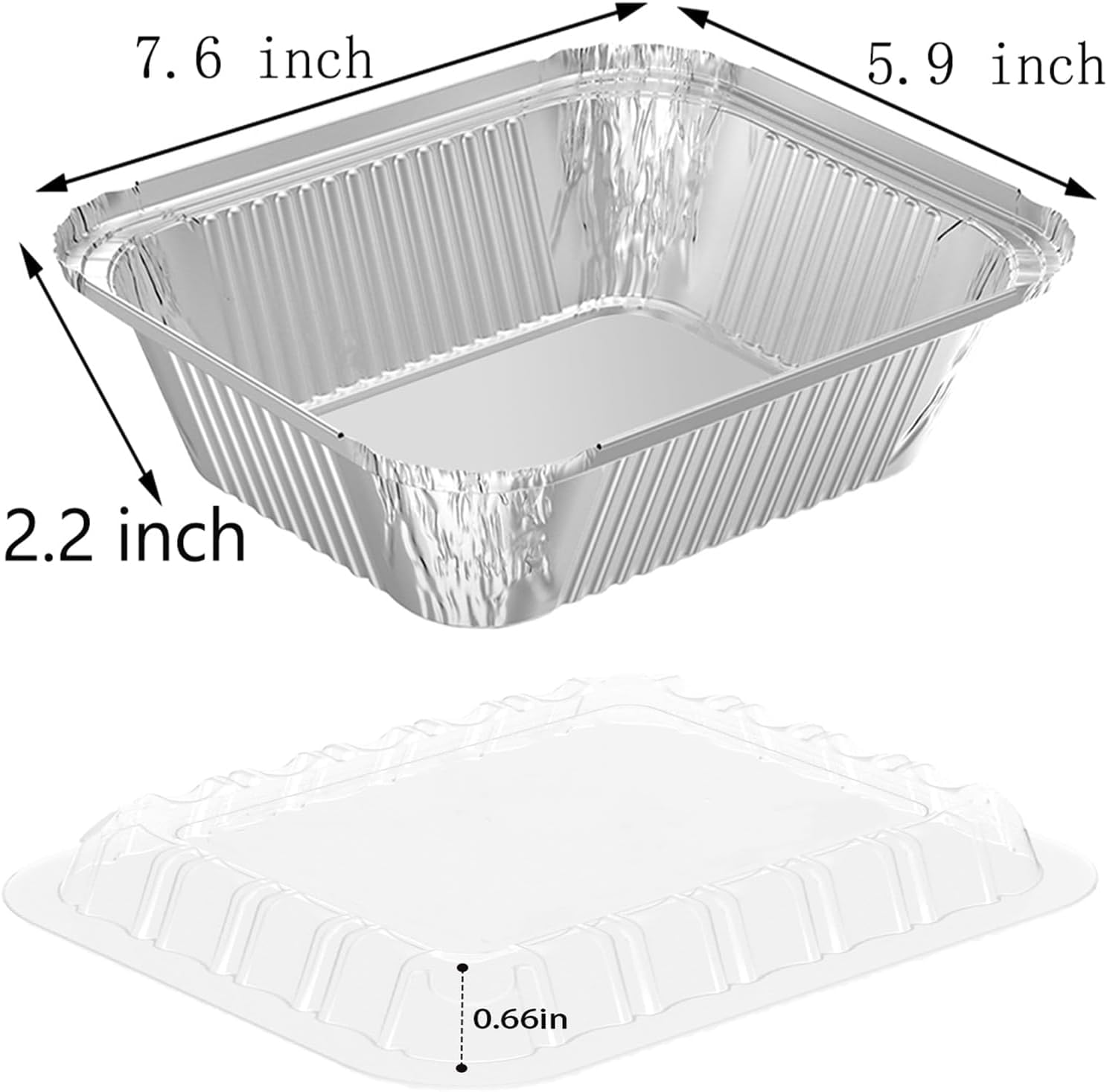 iHomeSet Confezione da 100 contenitori rettangolari usa e getta in alluminio da 0,9 kg, da asportare, con coperchio a cupola in plastica trasparente, per catering, cottura al forno, arrosti