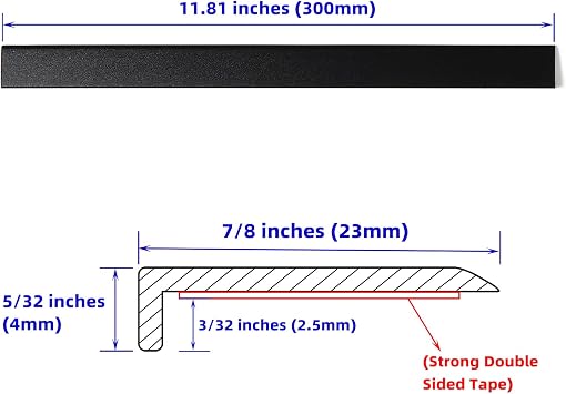 Tilingview 10 Pcs Peel and Stick Tile Trim Edge, Self-Adhesive 12 PVC Molding Edging for Kitchen Backsplash (Black)
