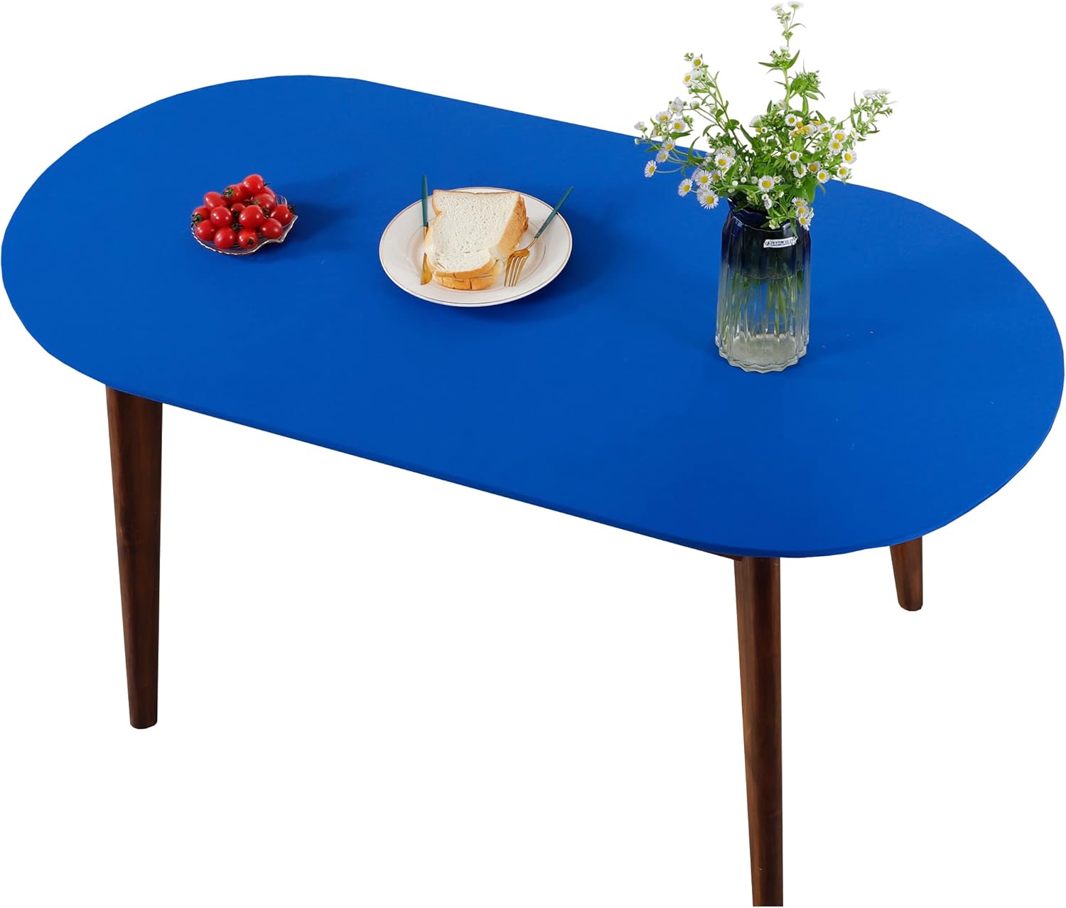 NEWISHER Fitted Tablecloth Oval 6 Ft Elastic Edge Spandex Stretchable Table Top Cover for Dining
