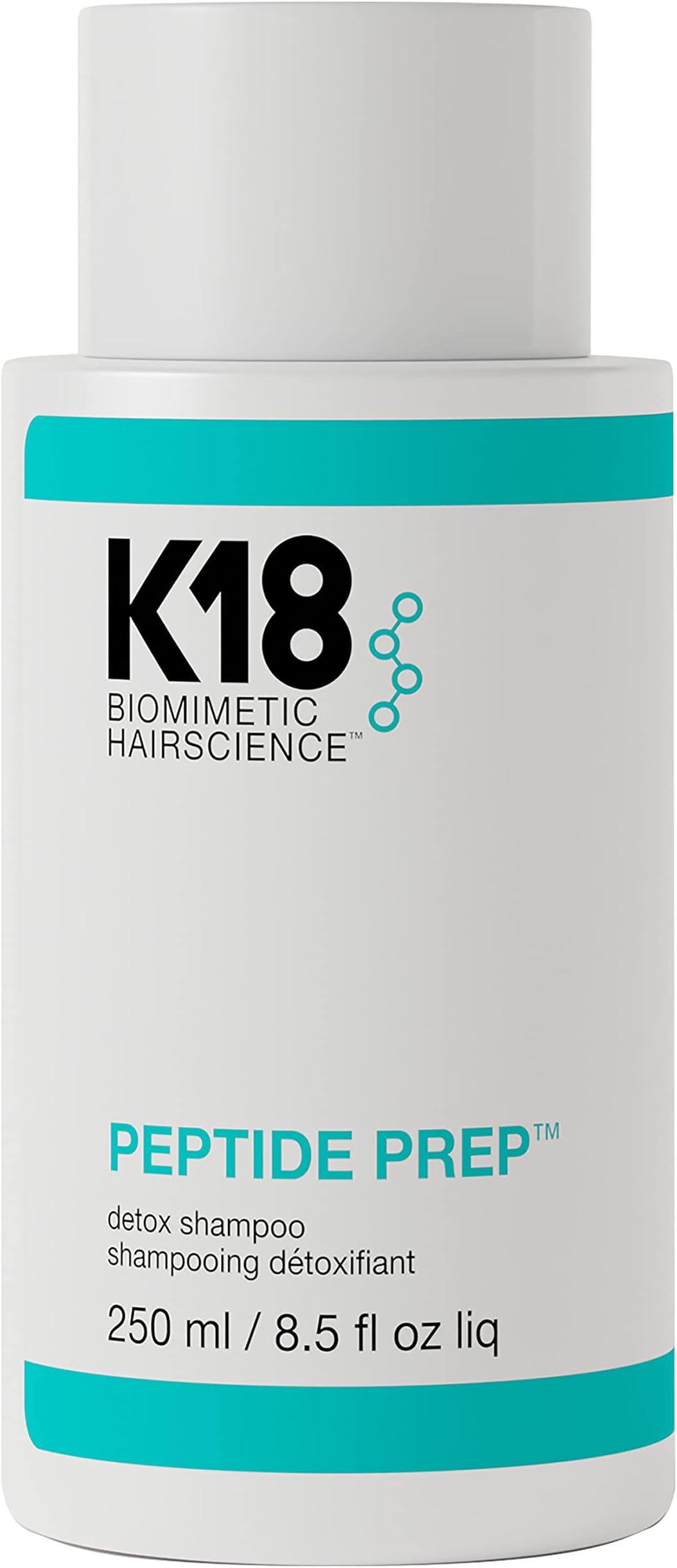 K18 PEPTIDE PREP™ Color-Safe Detox Clarifying Shampoo, Non-Stripping, pH-Optimized Cleanse, Removes Product Buildup, Dirt, Oils & Metals, 8.5 Fl Oz