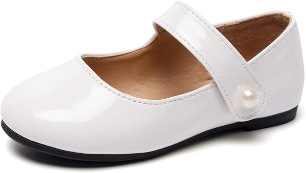 HEVA Klasyczne buty Mary-Jane dla dziewcząt z zapięciem na rzepy, płaskie buty do sukni ślubnej, buty szkolne