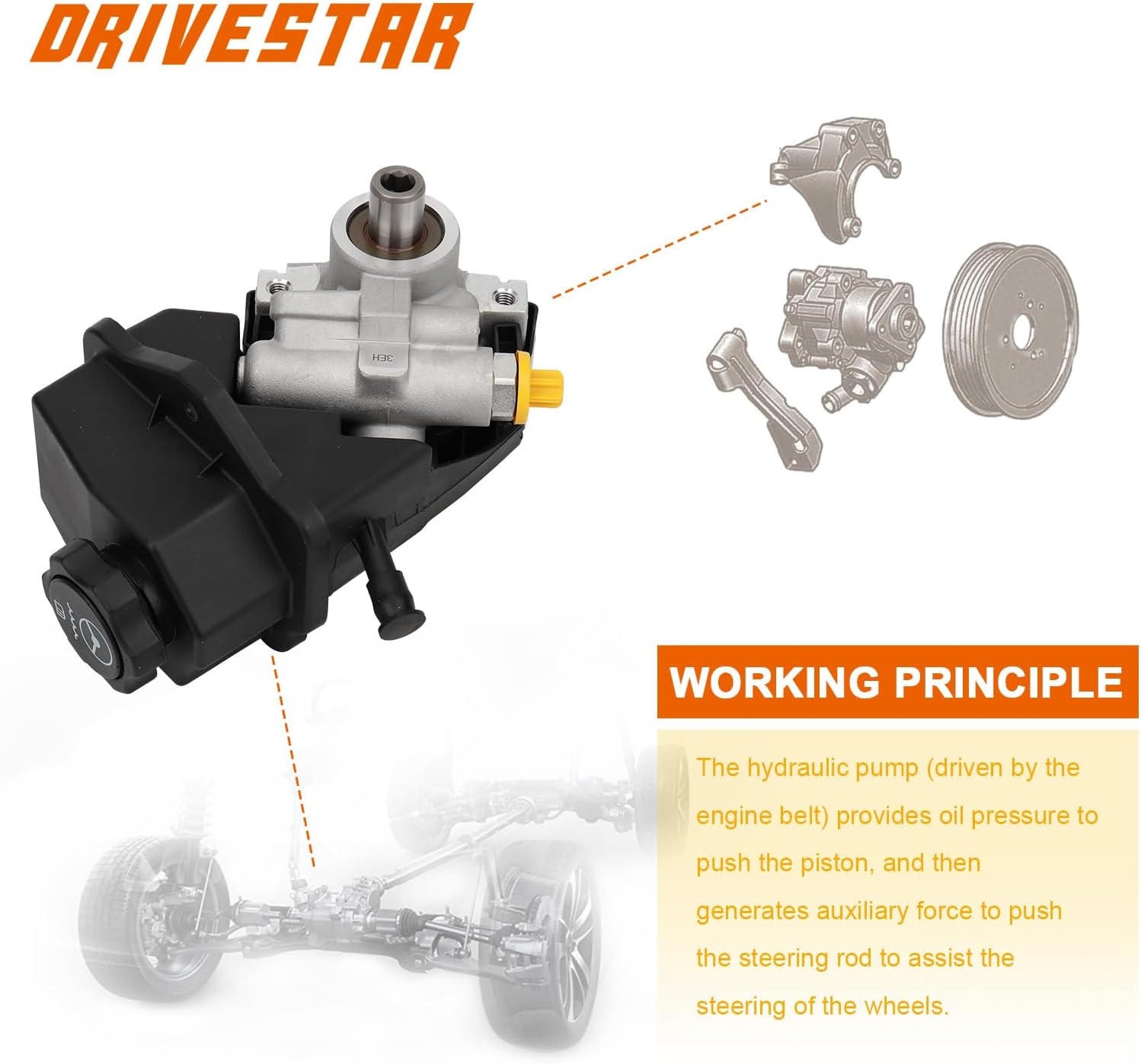 20-69989 Power Steering Assist Pump Fit for Chevrolet Impala 2006-2011, for Monte Carlo 2006-2007, Part Number 88964571, 15267585, 88964358, 88964571