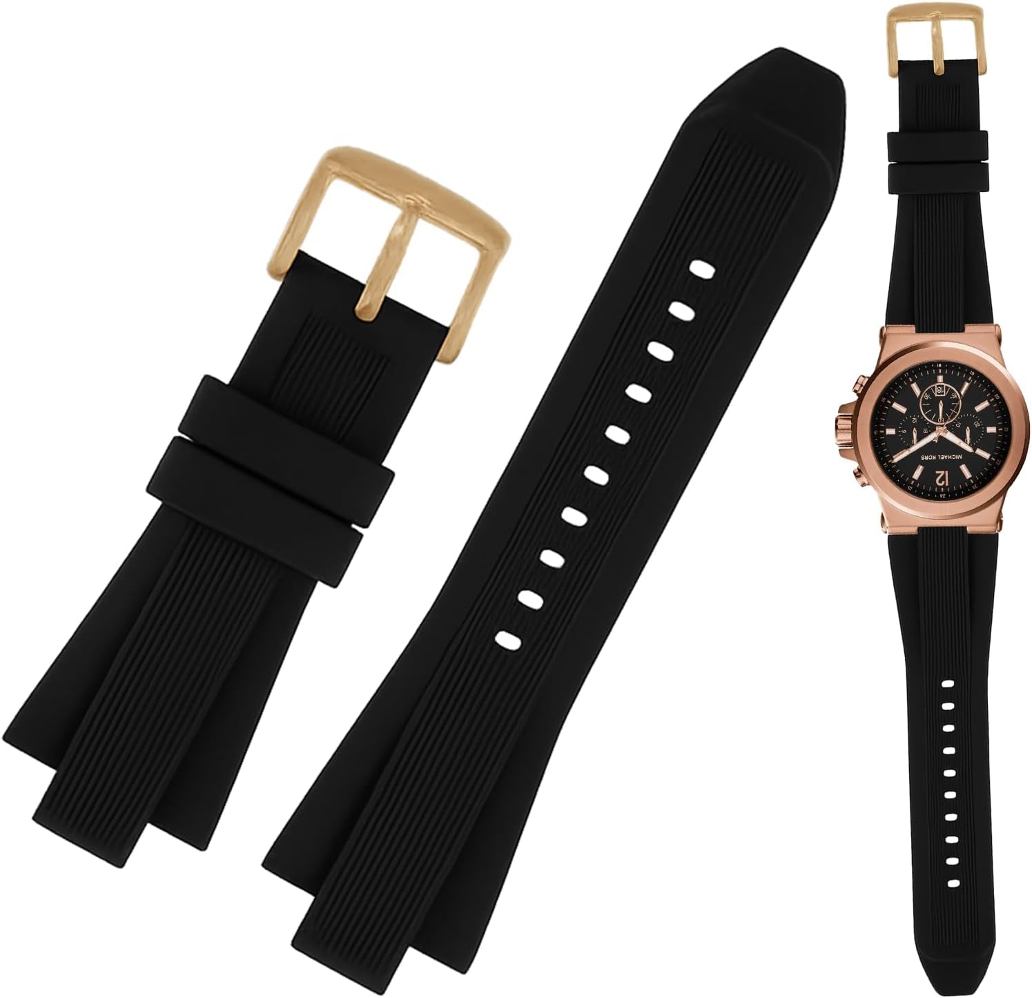 For Michael Kors Watch Band – Soft Rubber Strap Compatible with Smart Watch Models MK8184 MK9020 MK8152 – Quick Release Replacement for Men & Women (29mmx13mm, Black)