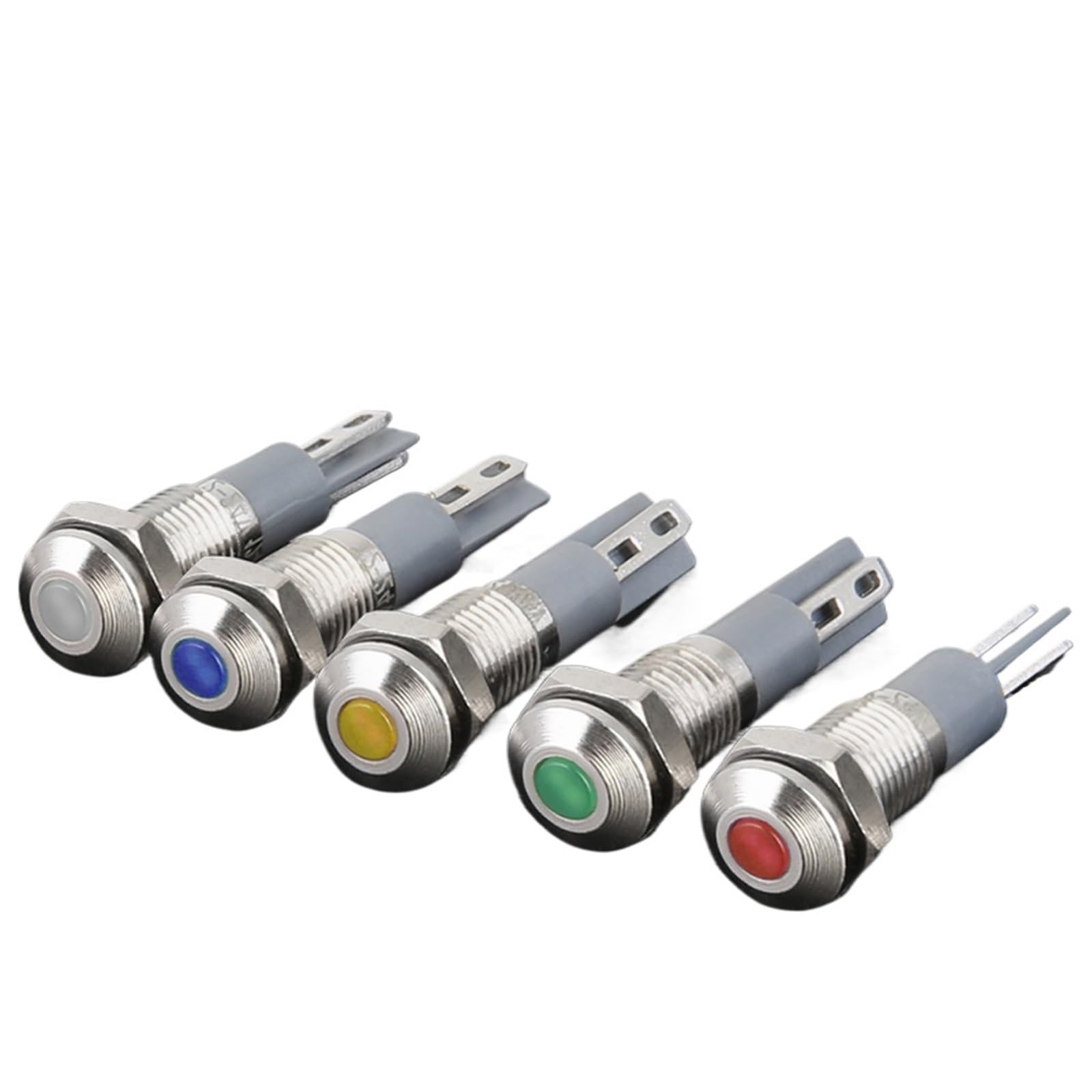 20 luces indicadoras LED de metal de 8 mm, bola/superficie plana, luz de señal industrial, IP65, lámpara LED impermeable(Flat Blue Light,12V-24V)
