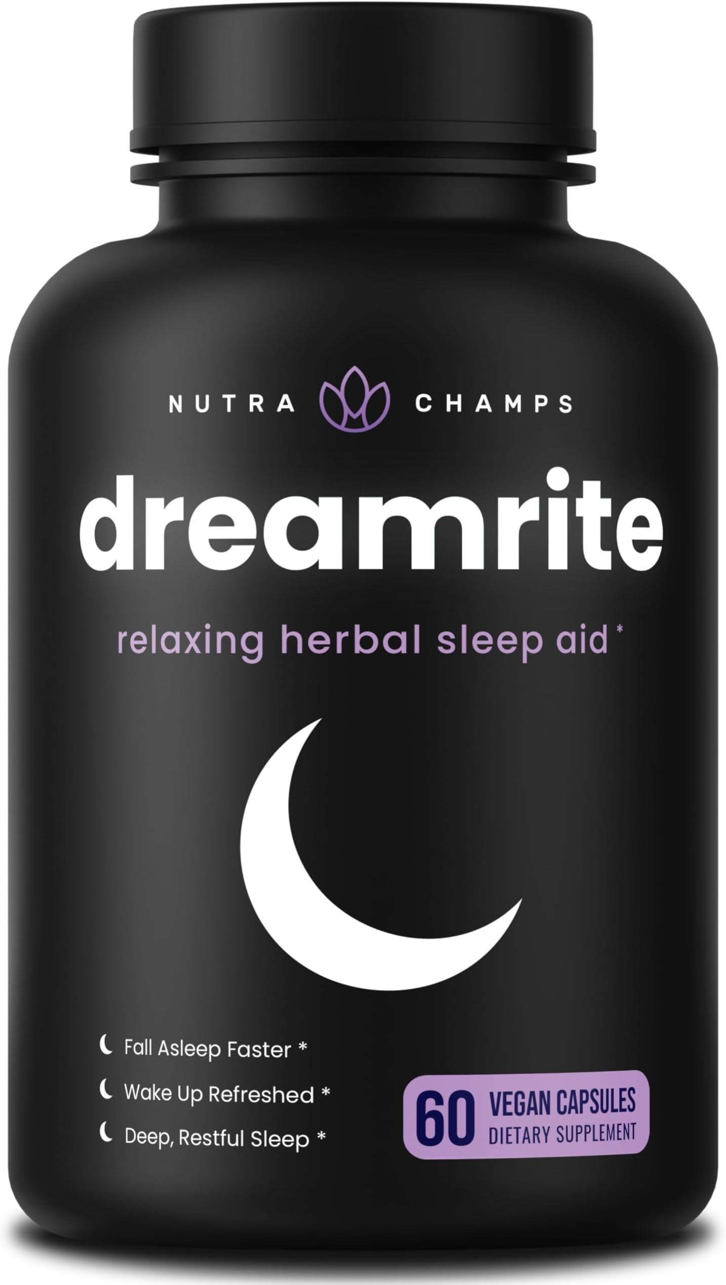 NutraChamps 10-in-1 Natural Sleep Aids for Adults - Melatonin, Lemon Balm 1000mg, Chamomile 400mg, Valerian Root 600mg, L Theanine, L Tryptophan, GABA, Magnesium Sleep Aid