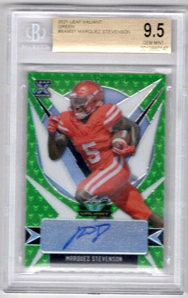MARQUEZ STEVENSON AUTO RC BGS 9.5 RC 2021 Leaf Valiant Green /99##BA-MS1 Rookie Buffalo Bills AUTO Graded BGS 10 NFL Football