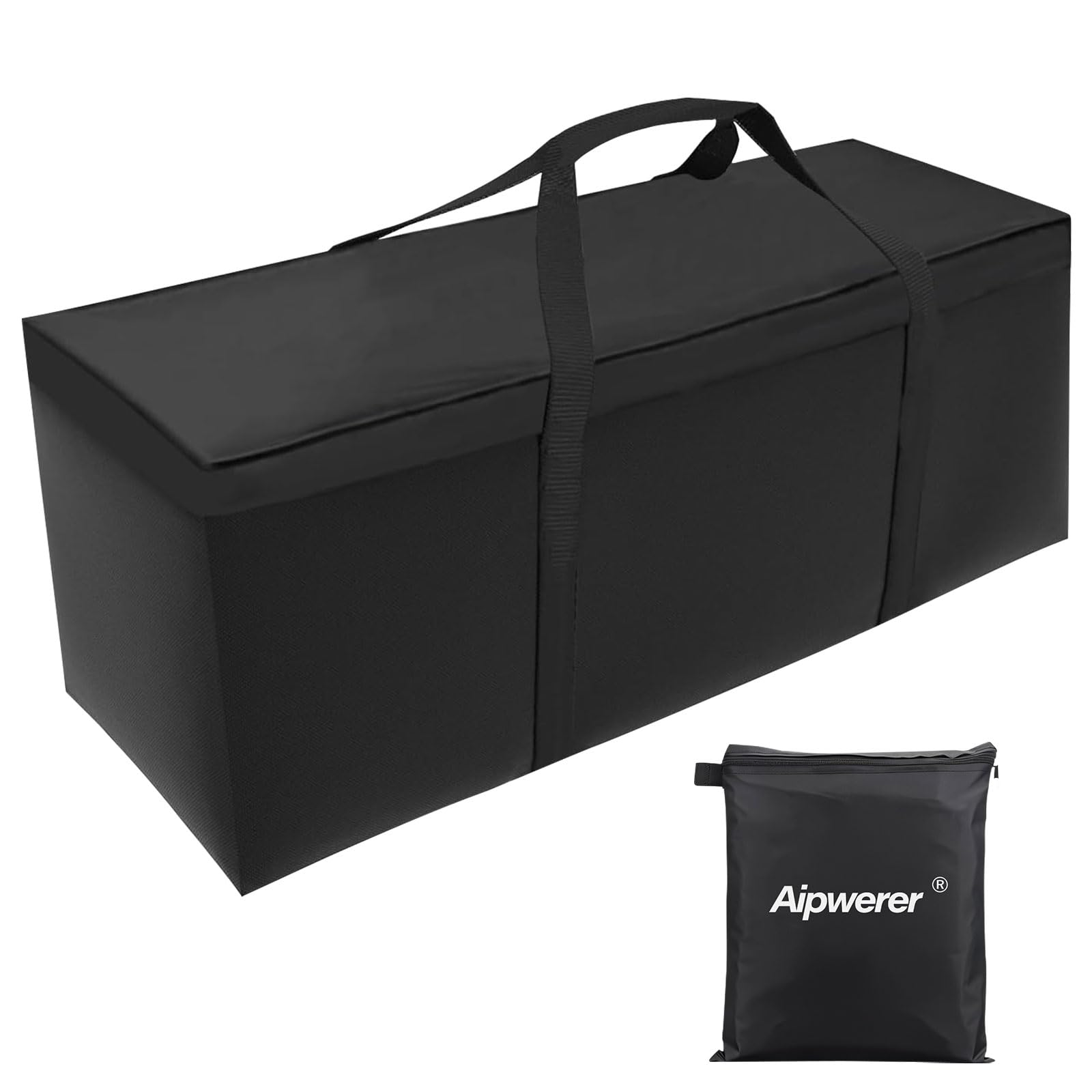 Sac de Rangement XXL pour Coussins de Jardin, Housse Imperméable et Anti-UV, avec Bandoulière, Protection pour Meubles, Polster, Kissen Extérieur, Sapin de Noël (Noir, 200x60x75cm)