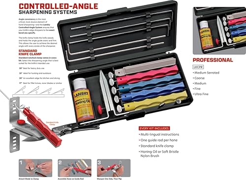 Miniatura 3 de Sistema de afilado profesional Lansky con piedras gruesas, medias, ultrafinas y dentadas medianas