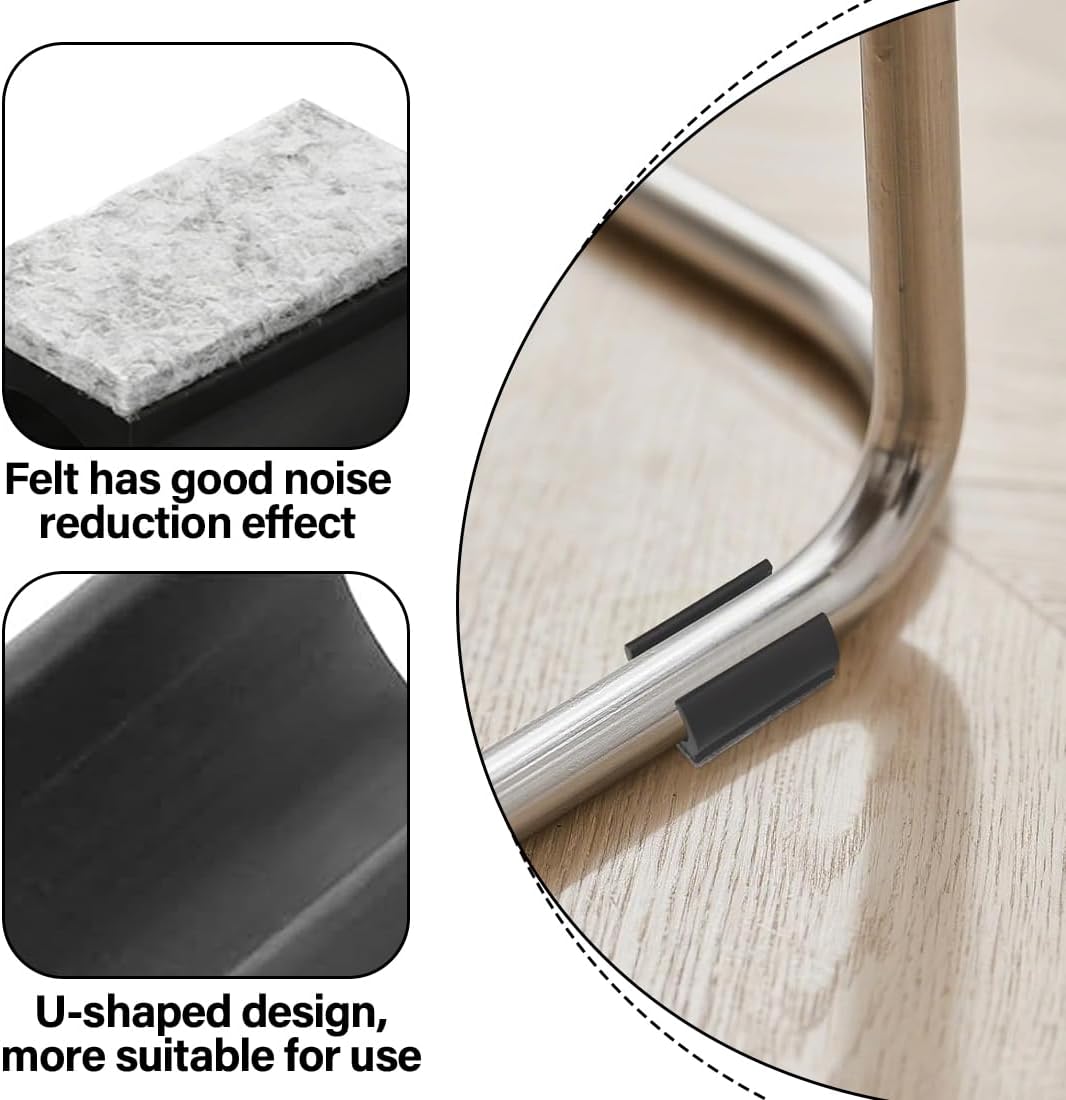 Set of 6 Chair Slides with Felt (Ø25 mm), U-Shape Felt Pads for Cantilever Chair with Felt Pads for Legs Chairs Non-Slip Noise Reduction
