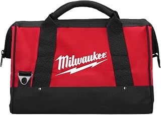 Heavy Duty Canvas Tool Bag (17" x 10" x 10") with 6 Interior Pockets, Reinforced Base and Strap Ring (Shoulder Strap Not Included)
