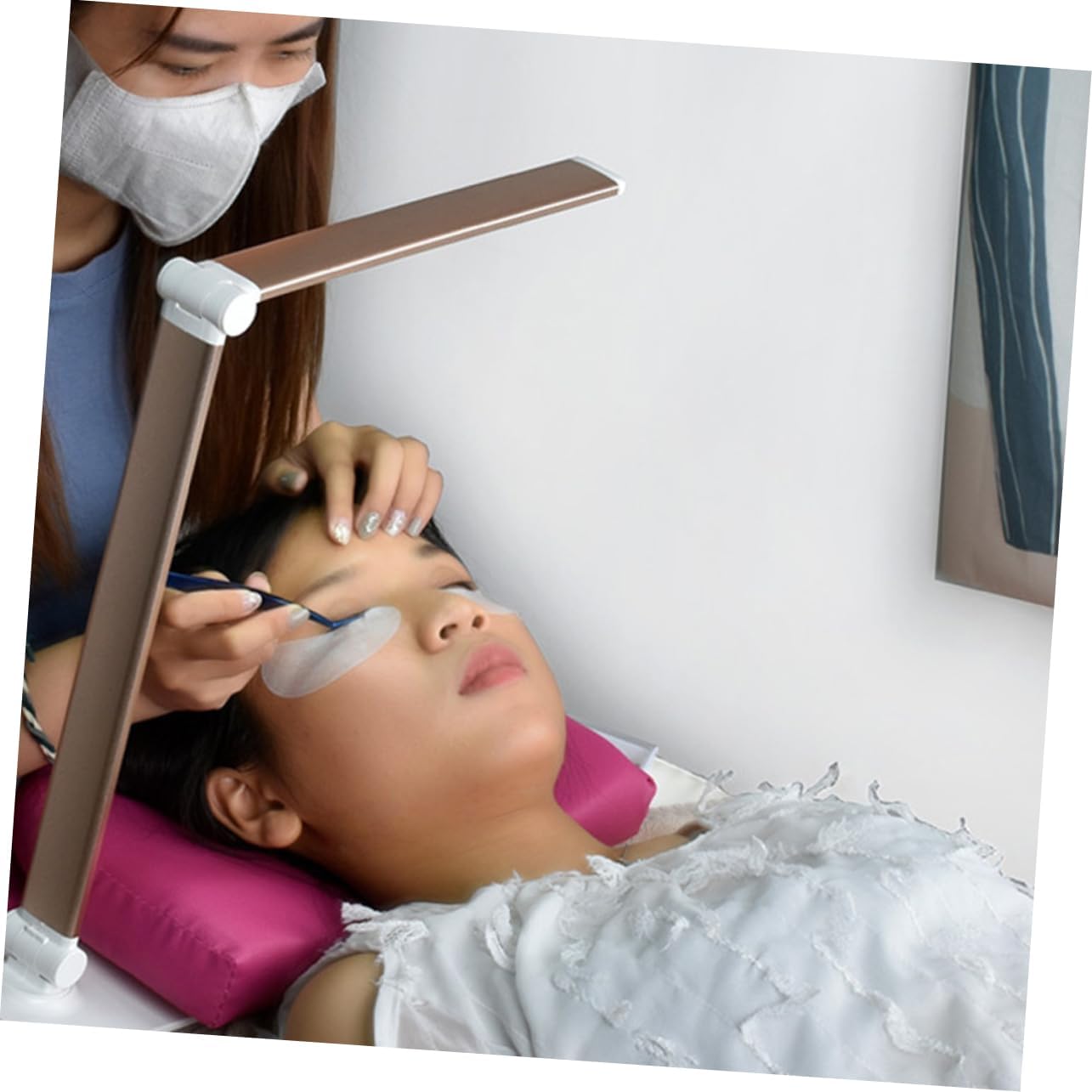 Led Nail Table Lamp Foldable Beauty Desk Light for Manicure Eyebrow Tattooing Makeup Eyelash Extensions Eye-Caring Rechargeable with Brightness Levels
