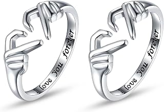 Promise Ring for Couples Matching Couples Rings Sun and Moon Rings for Him and Her Adjustable Heartbeat Couple Rings for Boyfriend Girlfriend Gifts for Wedding Valentine's Day Christmas
