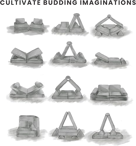 Miniatura 7 de jela Kids Couch, Floor Sofa Modular Funiture for Kids, Luxury Corduroy Fabric Playhouse Play Set for Toddlers Babies, Modular Foam Play Couch Indoor