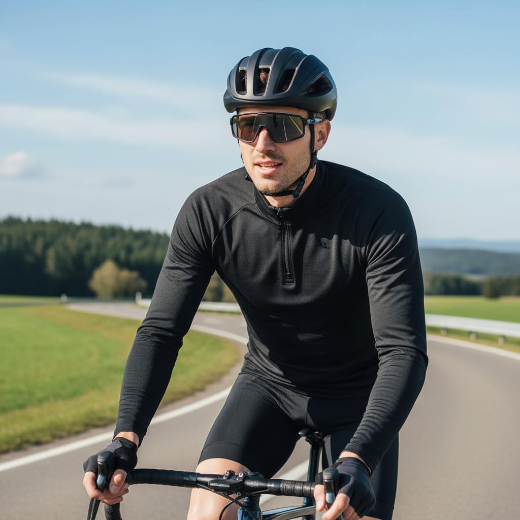 Men's Quarter Zip Pullover, Long Sleeve Athletic Performance Shirt, Mock Neck,Solid Basic t-Shirt - Image 3