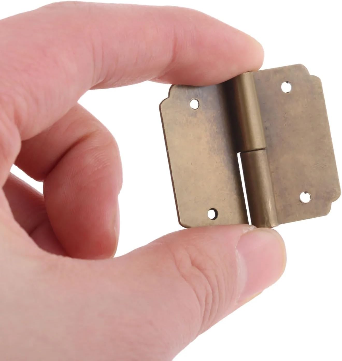 2Pcs 33 * 29mm Brass Furniture Hinges Cabinet Drawer Door Hinge Antique Bronze Decorative Hinges Fittings for Jewelry Box(Antique Brass)