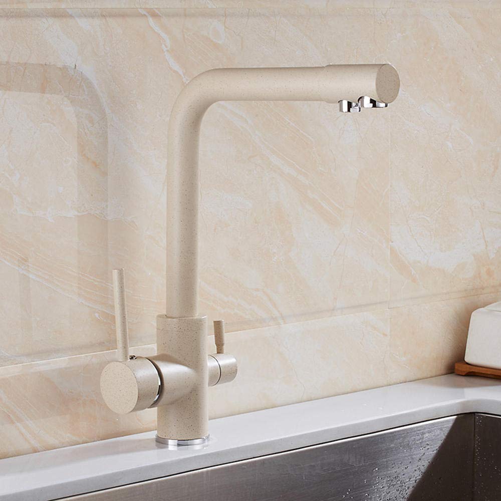Filtro de Agua de Tres Vías Latón Rotativo Purificador de Agua Fría Y Caliente Grifo Negro, JWNNFC, Avena,