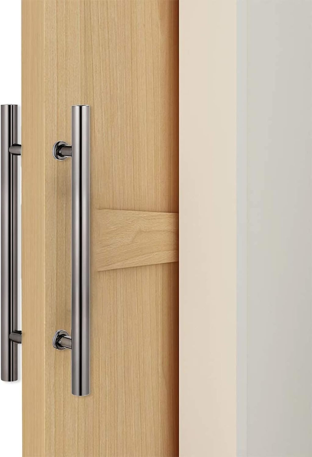 BHGFYXBS Stainless Steel Push Pull Door Handles, Commercial Sliding Door Handle Bar With Fittings, Round Corner Back-To-Back Replacement Handle Kit 60/80/120/150Cm,Gray-80Cm/31.4I,Gray-80Cm/31.4In