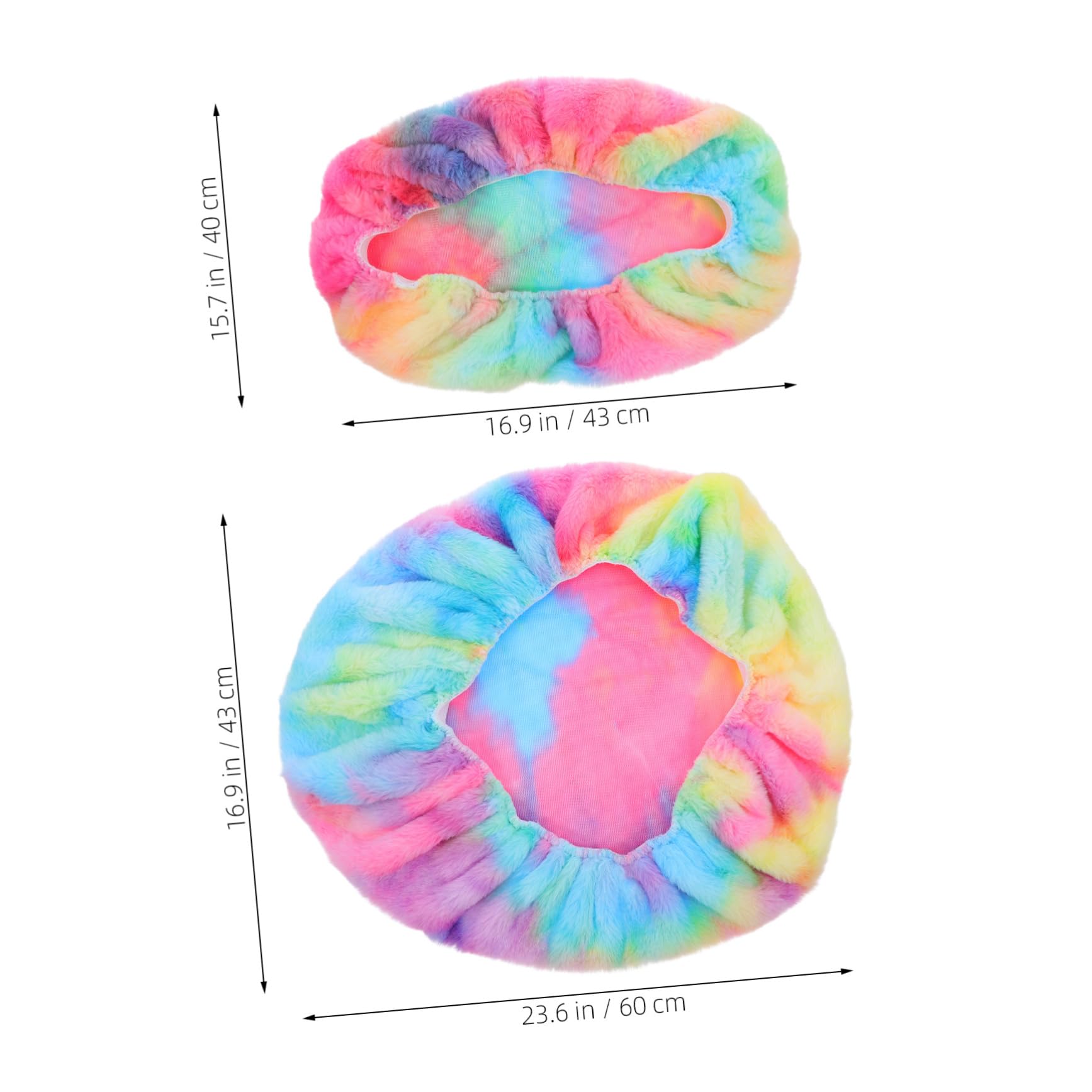 PERSELOSO 1Set Tie Dye Plush Toilet Seat Lid Cover for Bathroom Fluffy Decorative Tank Accessory Year Use Vibrant Tie Dye Design Comfortable and Stylish Bathroom Supply