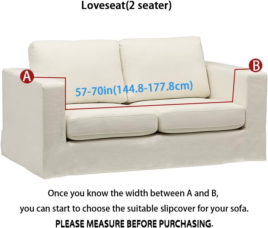 DIFEN 1-Piece Chair,Loveseat, Sofa Slipcover Stretch Elastic Polyester Spandex Couch Slipcover Furniture Protector (2 Seater-Loveseat, Brown)