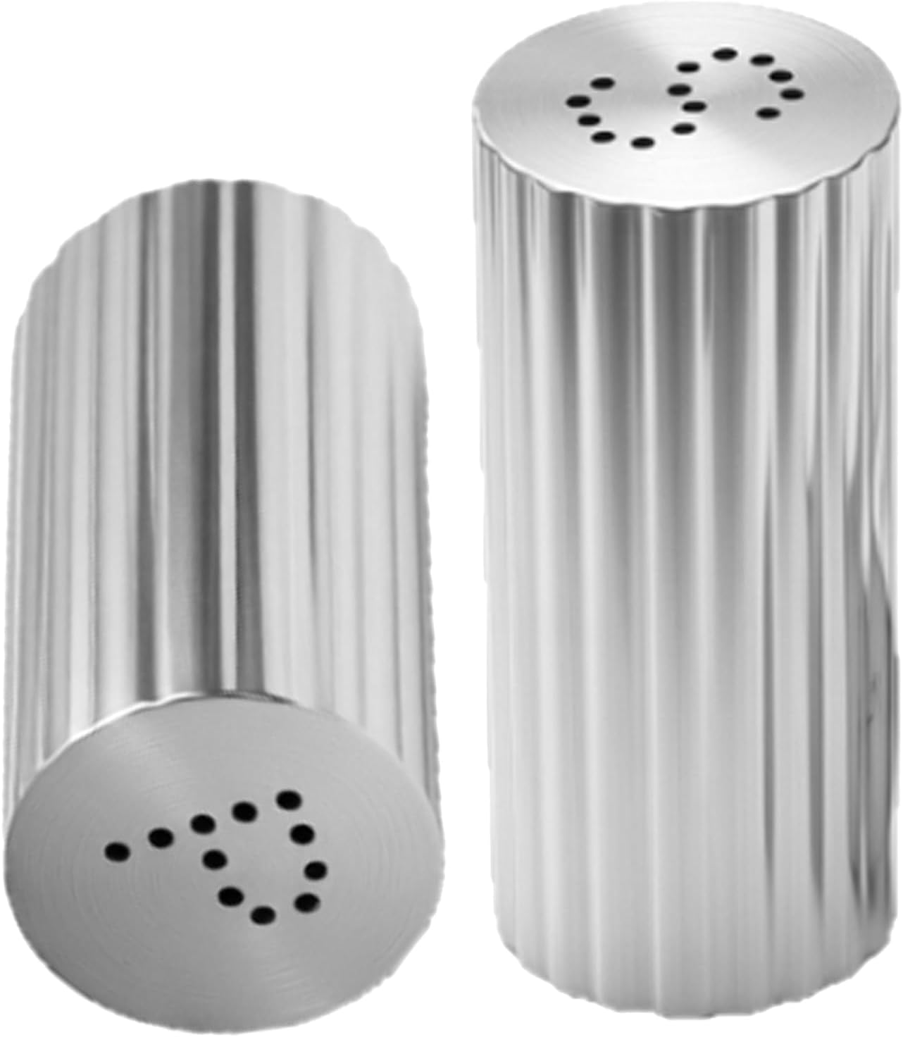 2pcs Seasoning Shakers, 304 Stainless Steel Multifunctional Salt Seasoning Dispensers, for Chili Powder Sugar Cooking (Silver)