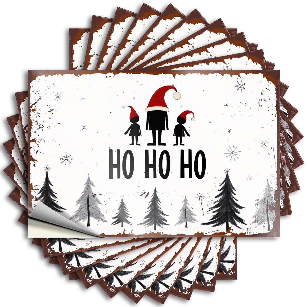 Tattoos Country | Personalized Helmet Christmas Tree with Snowflakes and ho Ho Ho Text. for Taupe(12X18CM)