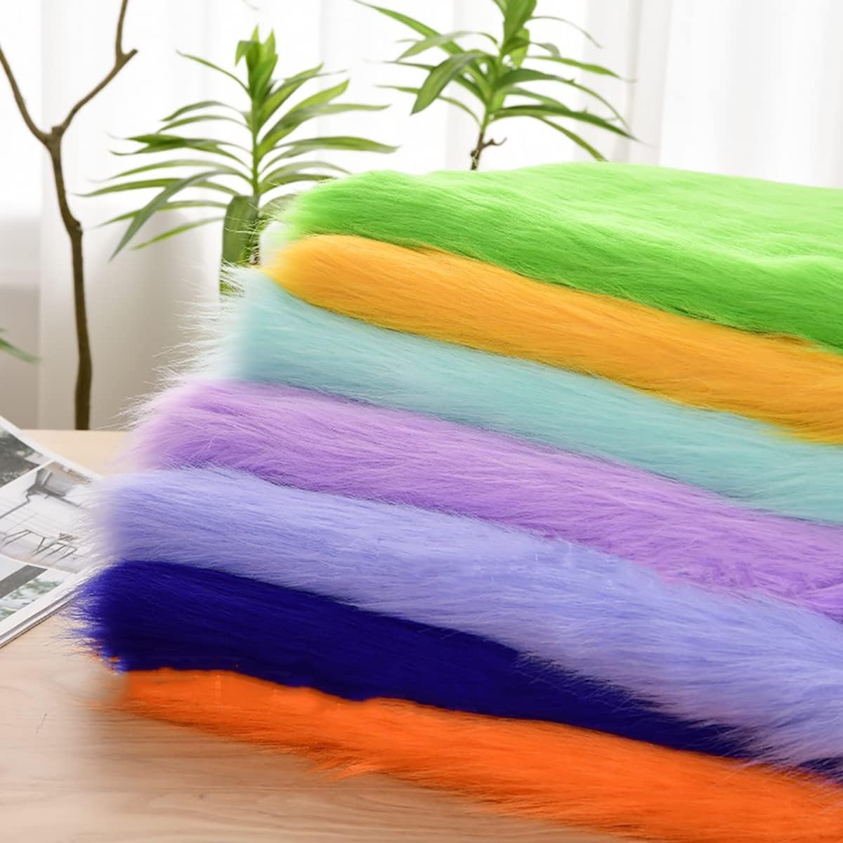 Long Pile 5cm Imitation Fur Faux Fur Fur Fabric 50x50cm for Beast Clothing Decoration DIY Christmas Halloween Winter Costume Santa Beard(22 Blue)