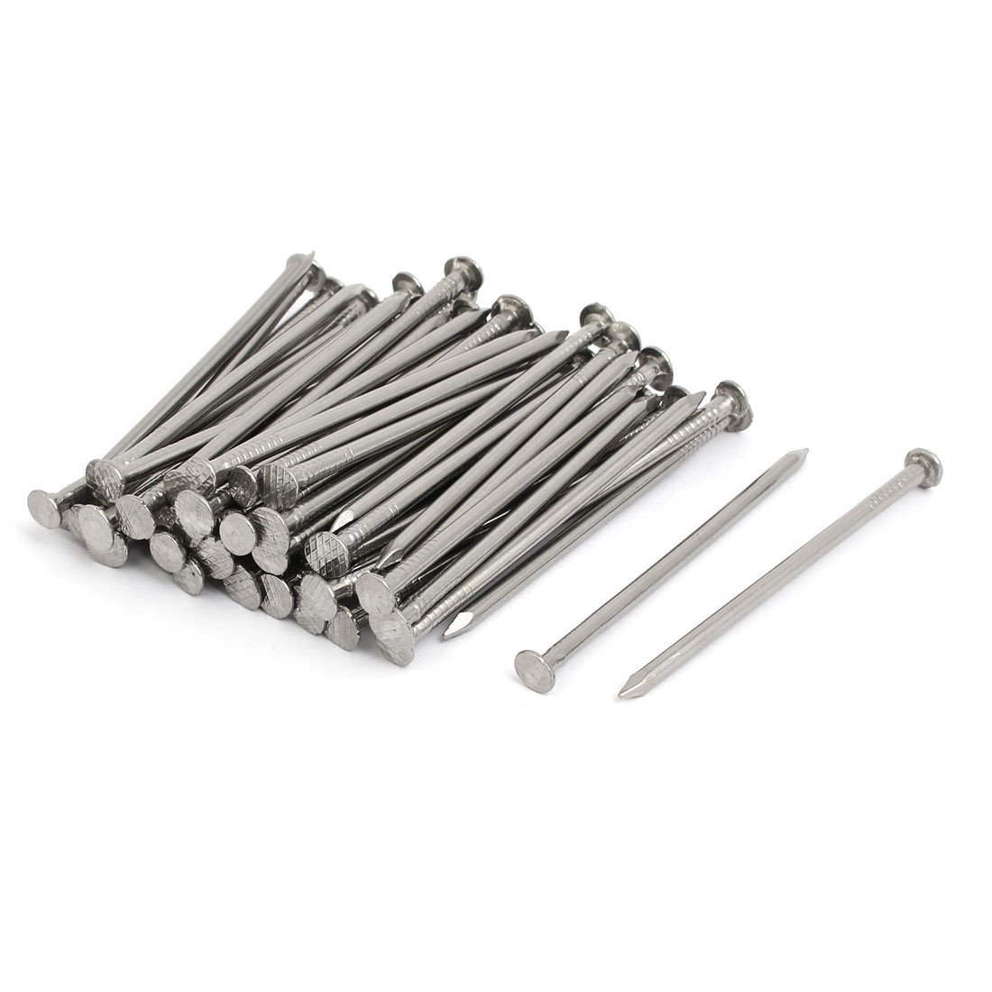 Aexit 2.5 Inch fastener Length 316 Stainless Steel Cement Wood Sliding Nail Silver Tone 60pcs Model:60as44qo207
