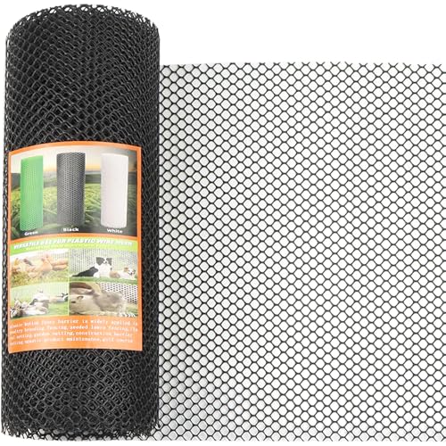 Rouleau de clôture en plastique noir – Rouleau de grillage de poulet de 8 mm, clôture en plastique pour jardin, clôture pour chien, filet d'élevage de...