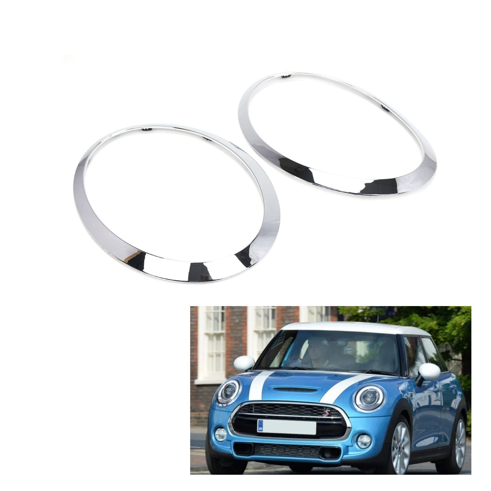 Anneau de Garniture de Phare 2 pièces de Rechange pour Mini Cooper F55/F56/F57 2014-2021 OEM 51137300631, 51137300632, 51712355791, 51712355798