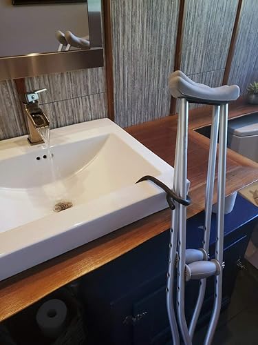 Miniatura 6 de Crutcheze Soporte para bastón, paquete de 3  Clip universal para caminante, rodillo, silla de ruedas, scooter  Accesorio seguro de gancho para