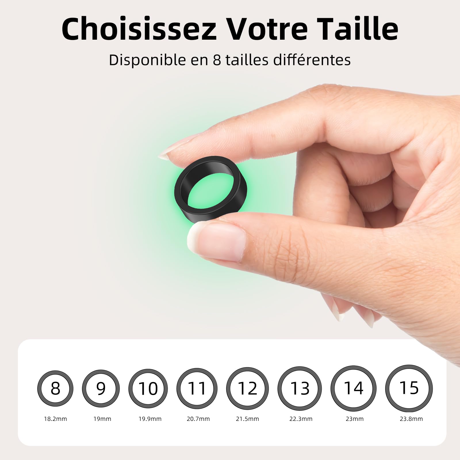 Bague Connectée Femme et Homme, 2026 Smart Ring avec Écran LED, IP68 Étanche, Tracker de Santé et Fitness avec Fréquence Cardiaque/SpO2/HRV/Sommeil/Stress, Compatible avec iOS et Android