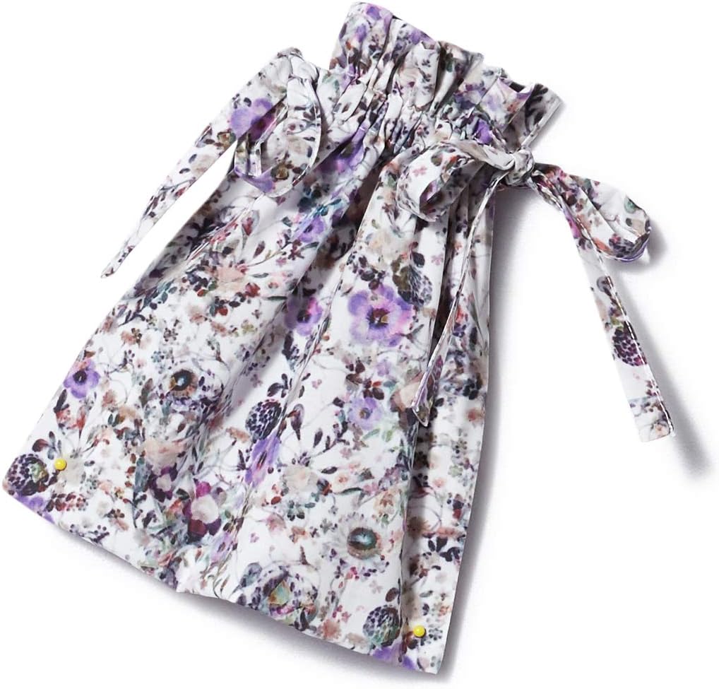 BY.BONNIE YOUNG Collaboration with Youkyung Woo, Printed Face Covering with 5 MB Filters, Satin Ribbon Ties, Purple Floral Swiss Cotton