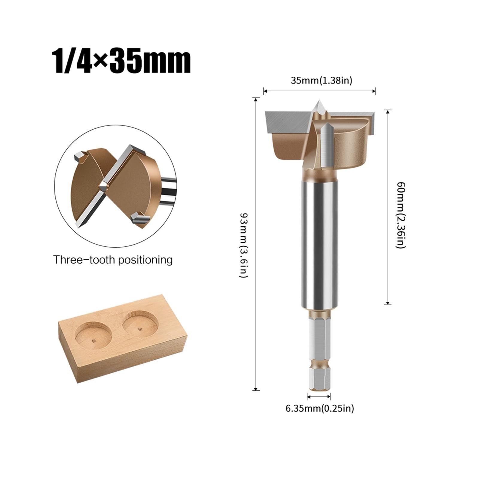 1 Uds., broca, bisagra, perforadora, cortador de sierra, carburo tungsteno, hexagonal, 1/4 pulgadas(35mm)