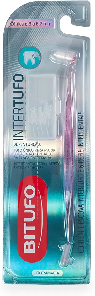 Escova de Dente Bitufo Intertufo Cônica 3 a 6, 5 milímetros com 6 refis interdentais, Bitufo