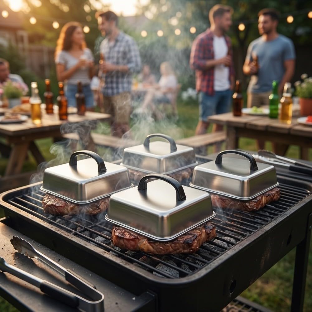 Edelstahl Burgerhauben 21cm Quadratisch Spülmaschinenfest(21CM)