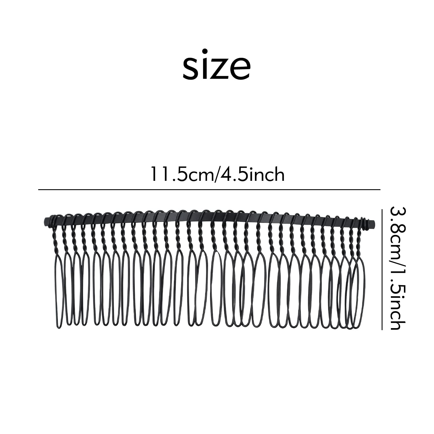 Lawie 20 Pack Bulk 30 Teeth Large Wide Black Metal Side Hair Combs Base Wire Twist Hair Comb Clips Wedding Bridal Veil Combs Decorative Headpiece French Twist Updo Bun Holder Accessories - Image 5